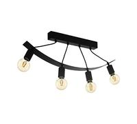 EGLO Plafonnier Labaretu, lampe de plafond 4 flammes vintage, industrielle | rétro, lampe de salon en acier noir, lampe de cuisine, lampe de couloir avec douille E27