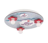 EGLO Plafonnier Lalelu, luminaire de plafond, acier blanc, bois coloré