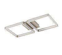 Eglo Plafonnier LED Altaflor, luminaire minimaliste en métal nickel mat et plastique blanc, lampe de plafond pour salon et cuisine, blanc chaud, 65 cm