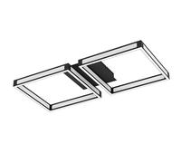 Eglo Plafonnier LED Altaflor, luminaire minimaliste en métal noir et plastique blanc, lampe de plafond pour salon et cuisine, blanc chaud, 65 cm