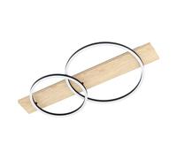 Eglo Plafonnier LED Boyal à 2 flammes, luminaire intérieur en bois, métal et plastique, lampe de plafond pour salon et couloir, blanc chaud, 78 cm