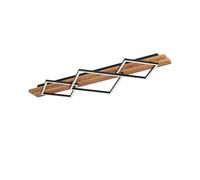 Eglo Plafonnier LED Boyal, lampe de plafond à 3 carrés lumineux, éclairage pour de salon et chambre, luminaire en bois rustique et métal noir, lcertifiée FSC, blanc chaud, 101 cm