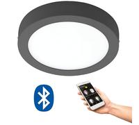 Eglo Plafonnier LED connecté Argolis-C, lampe de plafond extérieure, spot en saillie rond, intensité variable, fonte d'aluminium anthracite, blanc chaud - froid, IP44