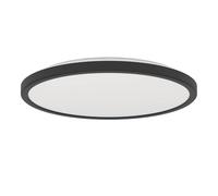 Eglo Plafonnier LED en saillie Rovito, lampe de plafond ronde, éclairage pour salle de bains en plastique noir et blanc, blanc chaud - blanc froid, IP44, Ø 30 cm