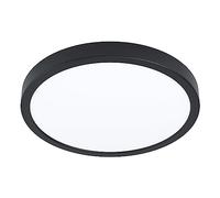 Eglo Plafonnier Led Fueva 5, Ø 28,5 cm, 1 Lampe de Salle de Bain Moderne en Acier et une Surface d'Éclairage en Plastique Noir, Blanc, Lampe Led Blanc Chaud, Ip44