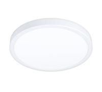 Eglo Plafonnier LED Fueva 5, Ø 28,5 cm, luminaire en saillie arrondi en métal blanc avec surface éclairée en plastique, lampe de plafond pour salle de bains, blanc neutre, IP44