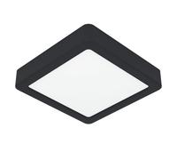 Eglo Plafonnier LED Fueva 6, lampe de plafond carrée, éclairage de bureau, luminaire en saillie en plastique noir et blanc, blanc chaud - blanc froid, 15x15 cm