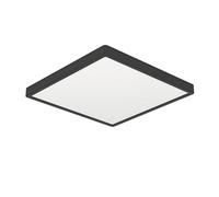 Eglo Plafonnier LED Fueva 6, lampe de plafond carrée, luminaire en saillie, éclairage pour salle de bains en plastique noir et blanc, blanc chaud - blanc froid, IP44, 15 x 15 cm