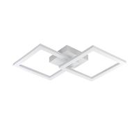 Eglo Plafonnier LED Huerta, plafonnier géométrique, éclairage de plafond en métal et plastique blanc, éclairage en saillie pour bureau et cuisine, blanc chaud, L 52,5 cm
