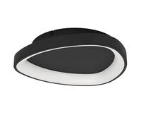 Eglo Plafonnier LED Loretello, lampe de plafond triangulaire, éclairage de bureau à intensité variable avec télécommande, métal et plastique noir et blanc, blanc chaud-blanc froid, Ø 35 cm