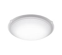 Eglo Plafonnier Led Magitta - 1 Ampoule - Plafonnier en Acier - Couleur : Blanc - Verre : Blanc - Transparent - Diamètre : 25 cm