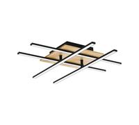 Eglo Plafonnier LED Marinello 1 à 4 flammes, luminaire en métal noir, bois et plastique blanc, lampe de plafond pour salon, chambre à coucher et couloir, blanc chaud