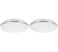 Eglo Plafonnier LED Marunella, applique murale Ø 34 cm dimmable par paliers, plafonnier en acier en nickel mat et plastique blanc, lampe de salon, blanc neutre (Lot de 2)