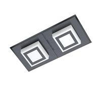 Eglo Plafonnier Led Masiano 1-2 Ampoules - Moderne - en Aluminium, Acier et Plastique - Noir Satiné - Pour Salon - Blanc Chaud