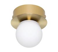 Eglo Plafonnier LED Mosiano, petite lampe de plafond en forme de boule, éclairage pour salle de bains en métal en laiton et verre en blanc, blanc chaud, IP44, ∅ 11 cm