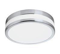 Eglo Plafonnier Led Parlermo Pour Salle de Bain - 1 Ampoule - Matériau : Acier - Verre : Satiné et Blanc Laqué - Couleur : Chromé - Diamètre : 22,5 cm - Ip44
