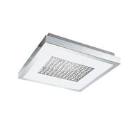Eglo Plafonnier Led Pescate - 1 Ampoule - Intensité Variable - Lampe de Salon Moderne et Élégante - Lampe de Cuisine en Acier et Verre avec Cristaux - Plafonnier en Chrome, Blanc, Transparent