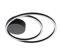 Eglo Plafonnier LED Ruotale, lampe de plafond incurvée, luminaire original pour salon et couloir en plastique blanc et métal noir, blanc chaud, Ø 45 cm
