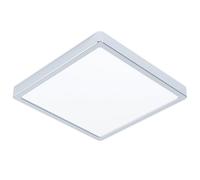 Eglo Plafonnier LED salle de bains Fueva 6, lampe de plafond 29 x 29 cm, luminaire en saillie, acier aspect chromé et plastique blanc, blanc chaud froid, IP44