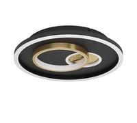 Eglo Plafonnier LED Tiriolo, lampe de plafond géométrique, éclairage pour salon et couloir, luminaire en métal et plastique noir et or, blanc neutre, ∅ 38 cm