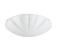 Eglo Plafonnier Mars 1, applique murale 1 flamme, luminaire de plafond en acier, couleur : blanc, verre : blanc satiné motif rayons, douille : E27