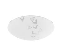 Eglo Plafonnier Mars, applique murale, plafonnier en acier, couleur : blanc, verre : blanc satiné motif triangles, douille : E27