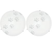 Eglo Plafonnier Mars, applique murale, plafonnier en acier, couleur : blanc, verre : blanc satiné motif patte, douille : E27 (Lot de 2)