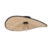 Eglo Plafonnier Marywell, lampe de plafond en osier de style japonais, éclairage de salon en métal noir et bambou naturel, douille E27, 50 x 34,5 cm