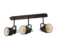 Eglo Plafonnier Mitchley, lampe de plafond 3 flammes vintage, industriel, rétro, projecteurs en acier, lampe de salon bronze foncé, crème, lampe de cuisine, spots avec douille E27, L 57,5 cm