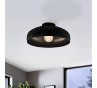 Eglo Plafonnier Mogano, lustre industriel métal noir pour salon, chambre et couloir, douille E27