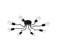 Eglo Plafonnier Orazio, lampe de plafond à 8 flammes, matériau : acier, couleur : noir, douille : E27, diamètre : 68 cm