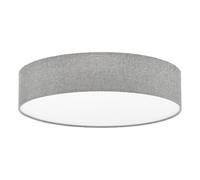 Eglo Plafonnier Pasteri, suspension textile 3 lampes, acier/tissu, Ø 57 cm, lin gris/blanc