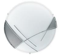 Eglo Plafonnier Raya 1 Ampoule Moderne en Métal et Verre Satiné - Lampe de Salon Pour Chambre à Coucher en Blanc, Chrome, Argent - Lampe de Couloir avec Douille E27