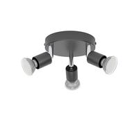 Eglo Plafonnier Stecci-E, 3 spots orientables, lampe de plafond pour cuisine, bureau et salon, luminaire en acier et plastique noir, douille GU10