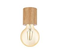 Eglo Plafonnier Turialdo, lampe de plafond au style industriel et vintage, en bois et acier, couleur naturelle et noir, luminaire avec douille E27