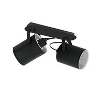 Eglo Plafonnier Villabate, lampe de plafond 2 feux, style classique, spots en acier et textile, lampe de salon noire et blanche, éclairage de cuisine, spots avec douille E27