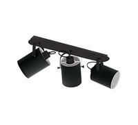 Eglo Plafonnier Villabate, lampe de plafond 3 flammes, style classique, projecteur en acier et textile, lampe de séjour en noir et blanc, éclairage de cuisine, spots avec douille E27