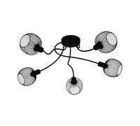 Eglo Plafonnier Wrington 1, lampe de plafond 5 flammes vintage | industrielle, rétro, lampe de séjour en acier noir, lampe de cuisine, lampe de couloir avec douille E14
