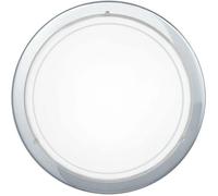 Eglo Lampe de plafond PLANET 1, 1 applique murale à flamme, plafonnier en acier, couleur : chrome, verre : blanc laqué, douille : E27