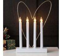 Eglo Lanterne de Noël avec 4 ampoules, chandelier de fenêtre blanc orné d’un cœur décoratif en laiton, arche lumineuse avec câble, E10, blanc chaud
