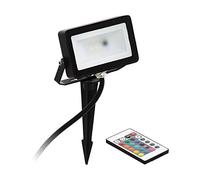 EGLO Projecteur extérieur LED RGB Faedo 4 avec télécommande RGB, dimmable | lampe extérieure 1 flamme avec piquet de terre, matériau : aluminium, plastique, couleur : noir, IP44