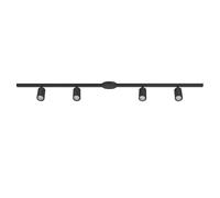 Eglo Rail de spot Easy Track, kit extensible de 4 spots de plafond orientables, plafonnier barre modulable, rampe cuisine bureau, aluminium et plastique noir, douille GU10, 192,5 cm