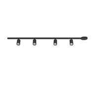 Eglo Rail de spot Easy Track, kit extensible de 4 spots de plafond orientables, plafonnier barre modulable, rampe cuisine bureau, aluminium et plastique noir, douille GU10, 192,5 cm