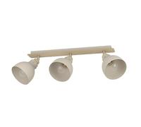 Eglo Rail spot Arrecife, rampe de 3 spots orientables, barre de spots pivotants, plafonnier en métal couleur sable et bois chêne, lampe de plafond avec douille E27