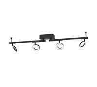 Eglo Rail spot LED Cardillio, rampe de 4 spots orientables, barre de spots pivotants, plafonnier en plastique et métal noir, lampe de plafond blanc chaud