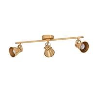 Eglo Rail spot LED Seras, rampe de 3 spots orientables, barre de spots pivotants, plafonnier en acier laiton brossé et doré, lampe de plafond avec ampoules GU10, blanc chaud