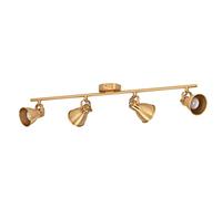 Eglo Rail spot LED Seras, rampe de 4 spots orientables, barre de spots pivotants, plafonnier en acier laiton brossé et doré, lampe de plafond avec ampoules GU10, blanc chaud