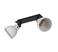 Eglo Rail spot Matlock au design industriel, rampe de 2 spots orientables, barre pour pivotants, plafonnier en métal noir et gris, lampe plafond avec douille E27