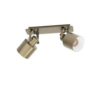 Eglo Rail spot Southery, rampe de 2 spots orientables, barre de spots pivotants, plafonnier élégant en métal bruni, lampe de plafond avec douille E27