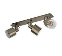 Eglo Rail spot Southery, rampe de 3 spots orientables, barre de spots pivotants, plafonnier élégant en métal bruni, lampe de plafond avec douille E27